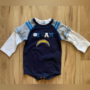 Reebok NFL Team Apparel #1 Fan Chargers Long Sleeve Onesie Size 18 Months
